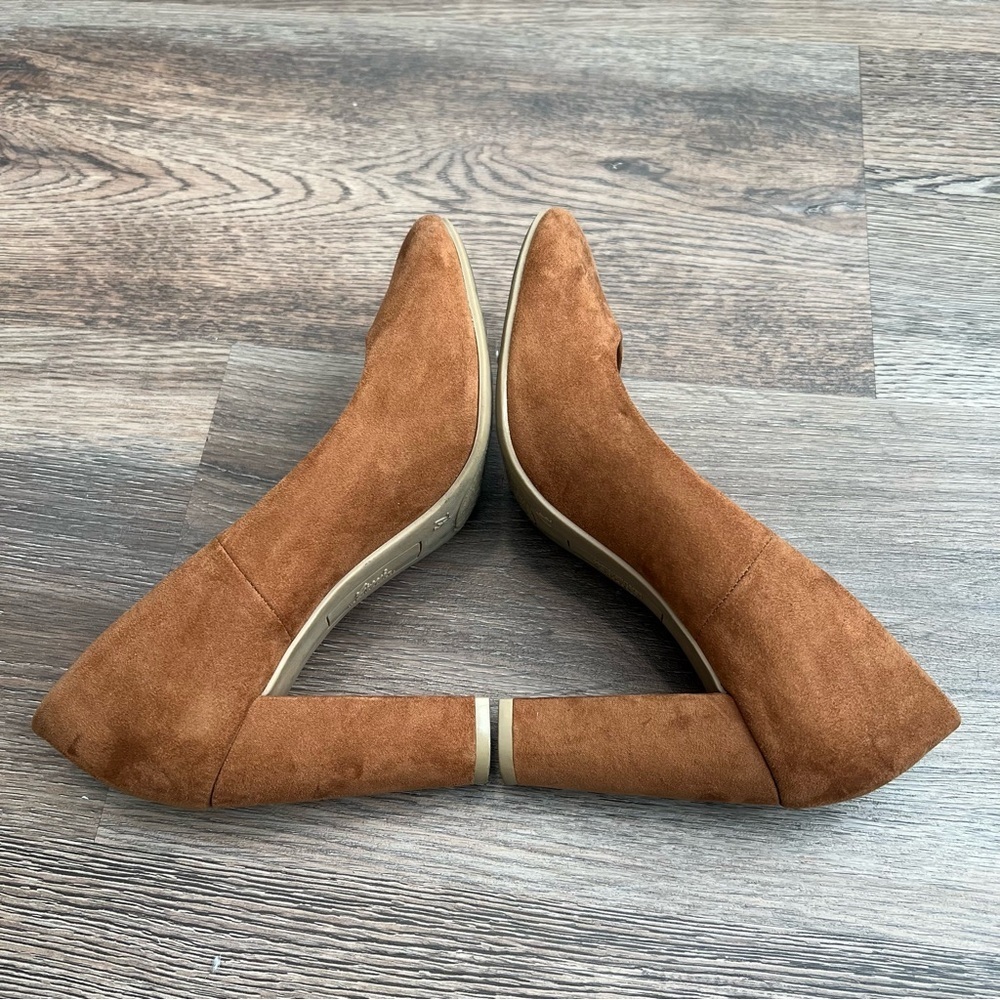 Fioni faux suede block heel pumps cognac brown size 7.5 office workwear - Picture 3 of 6